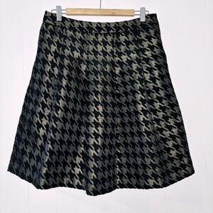 Ann Taylor Black & Gold Houndstooth Skirt 10P